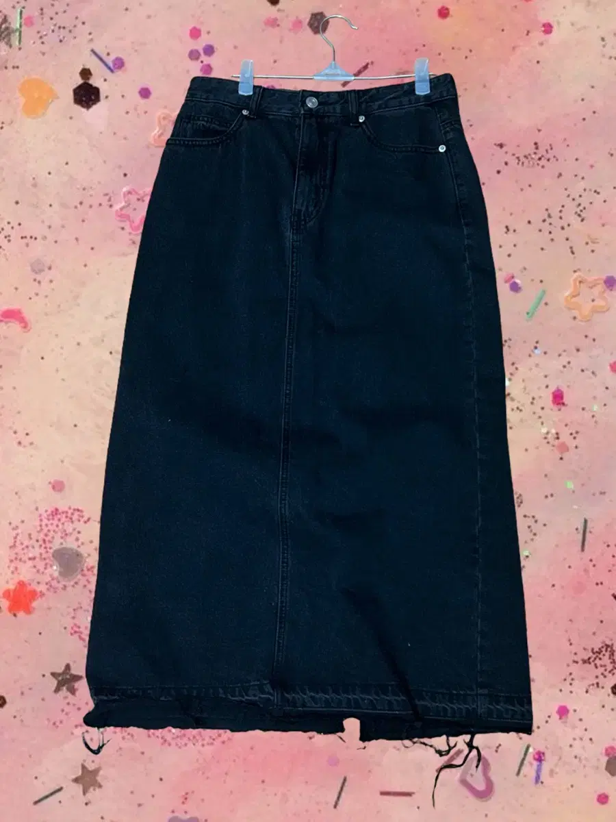 Eight Seconds Black Backslit Long Denim Skirt / Black Uplift KimAnne Onemore