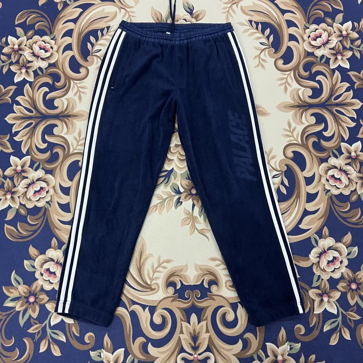 (M)Adidas x Pallas Velvet Velour Chenille Track Pants in Navy for FW16