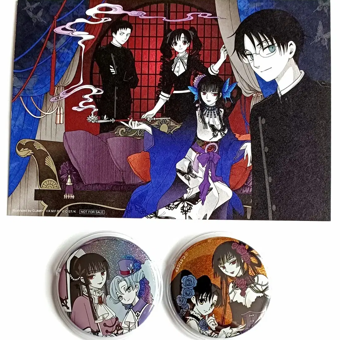 [일괄가격] xxxholic CLAMP 엽서 캔뱃지 유코 와타누키