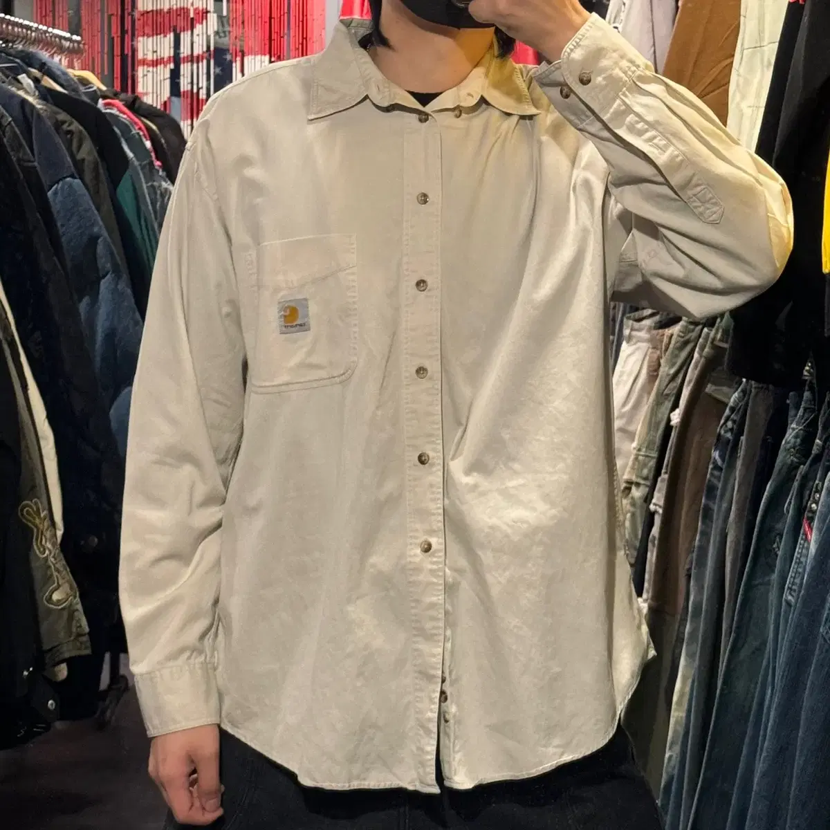 [IM] Calhart Beige Pocket Long Sleeve Shirt