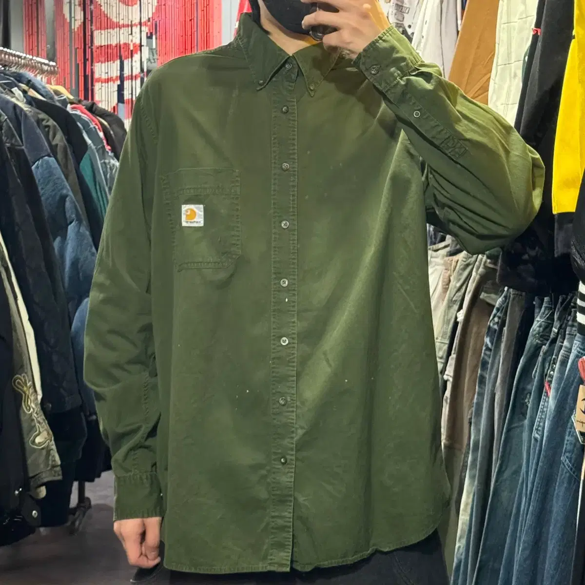 [IM] Calhart Dark Green Pocket Long Sleeve Shirt