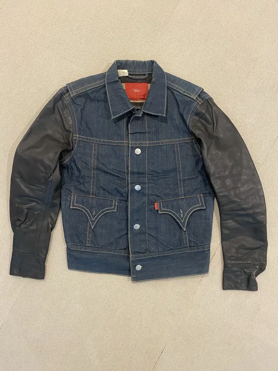 Red Real Leather Long Sleeve Denim Jacket by Levi's in Japan