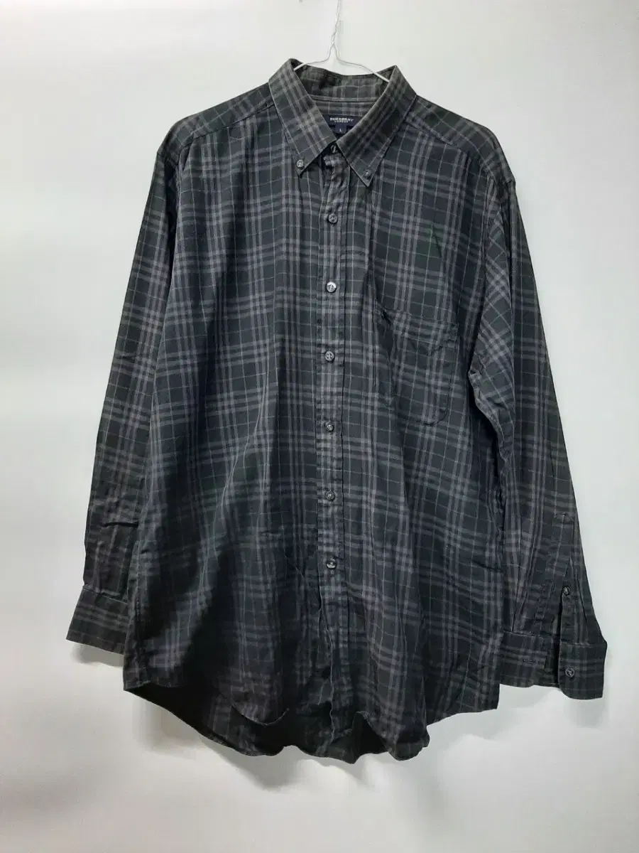 (L) Burberry Nova Check Shirt Black