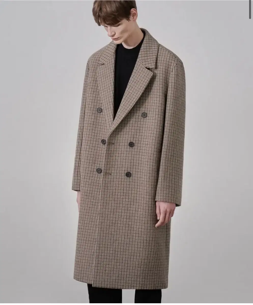 Drawstring Check Robe Double Coat