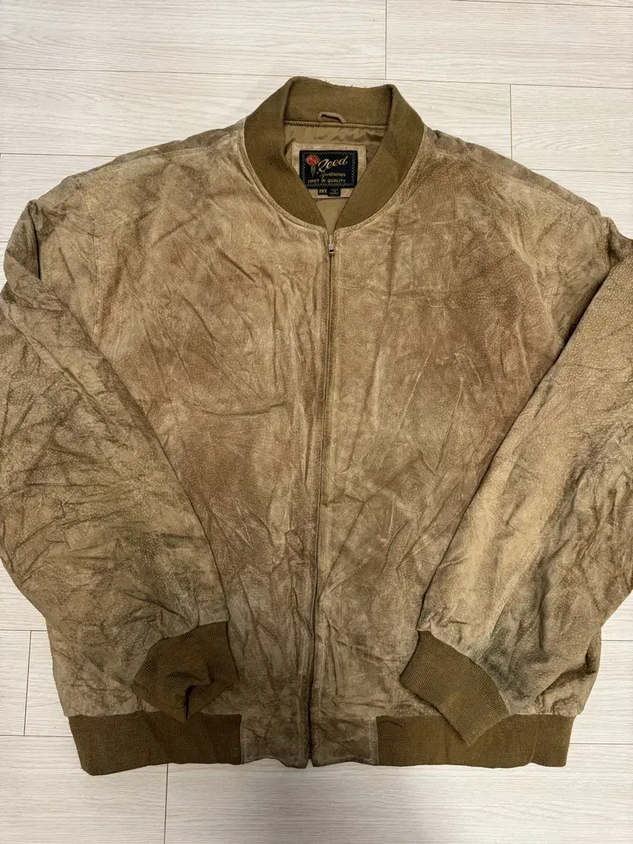 80s REED SPORTSWEAR Don Pea Pigskin Suede Bomber Jacket