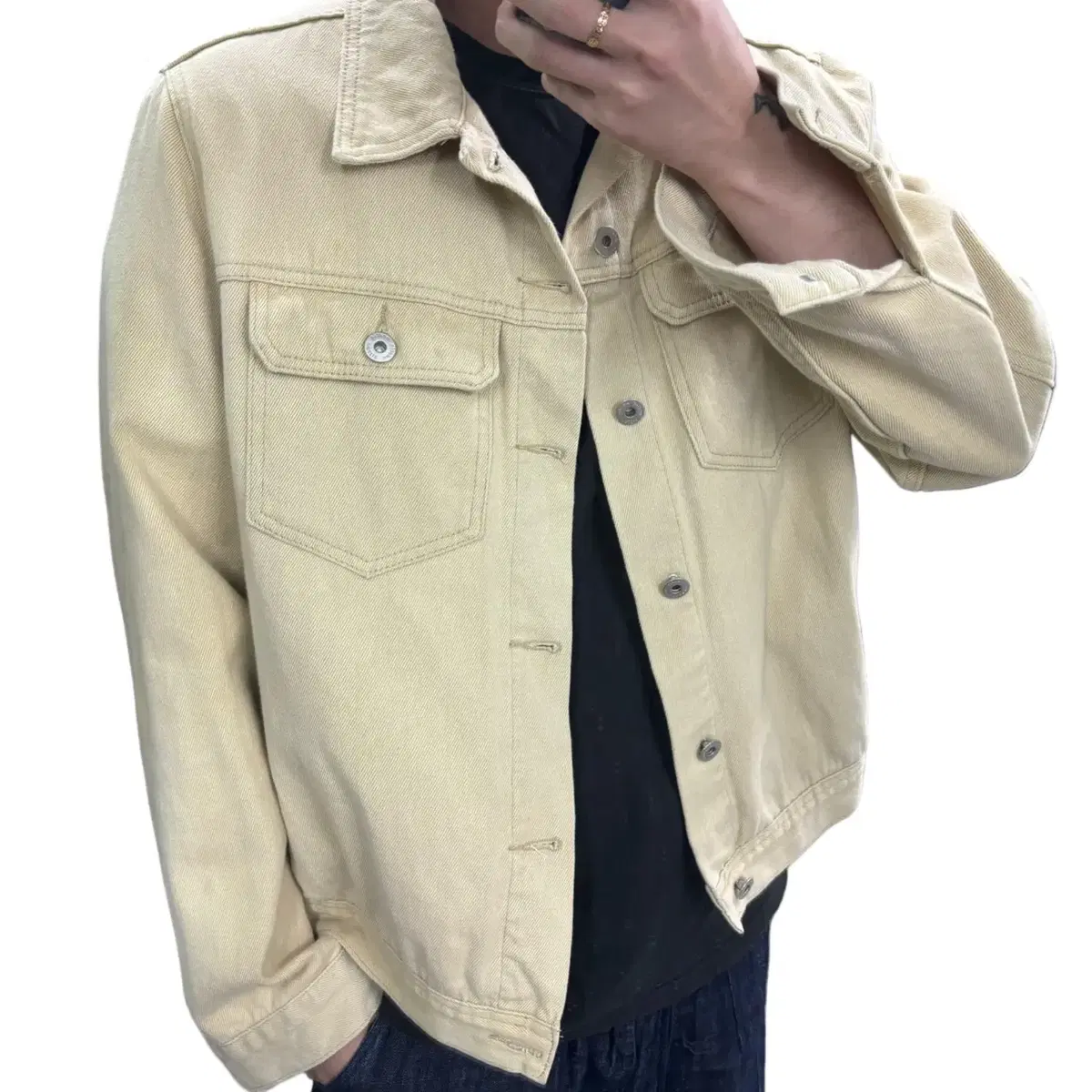 XL Bastik Light Beige Denim Trucker Jacket