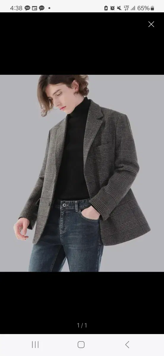 Modified winter wool glencheck blazer