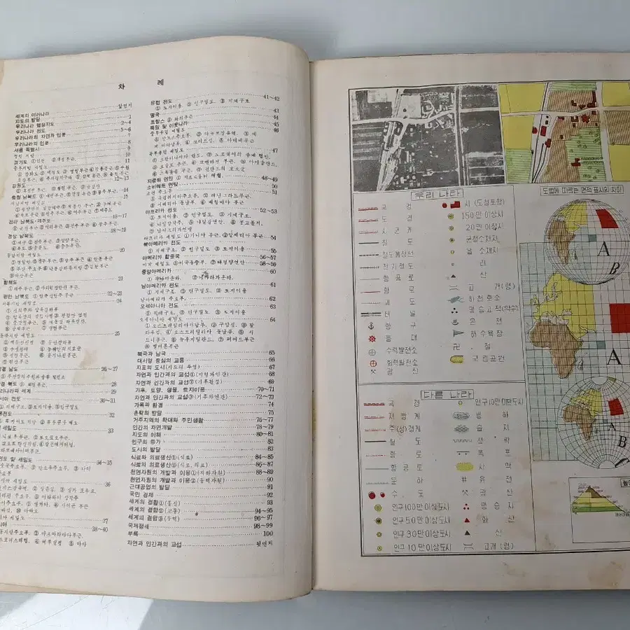 근대사 수집 자료 옛날 종합 세계 지도책 한국 교과서 64년