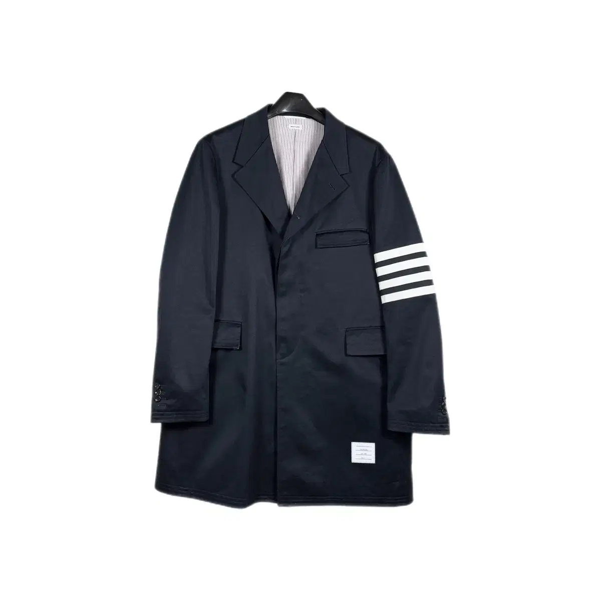 [Genuine] Thom Browne Diagonal Armband Chestfield Coat Jacket Navy (5)