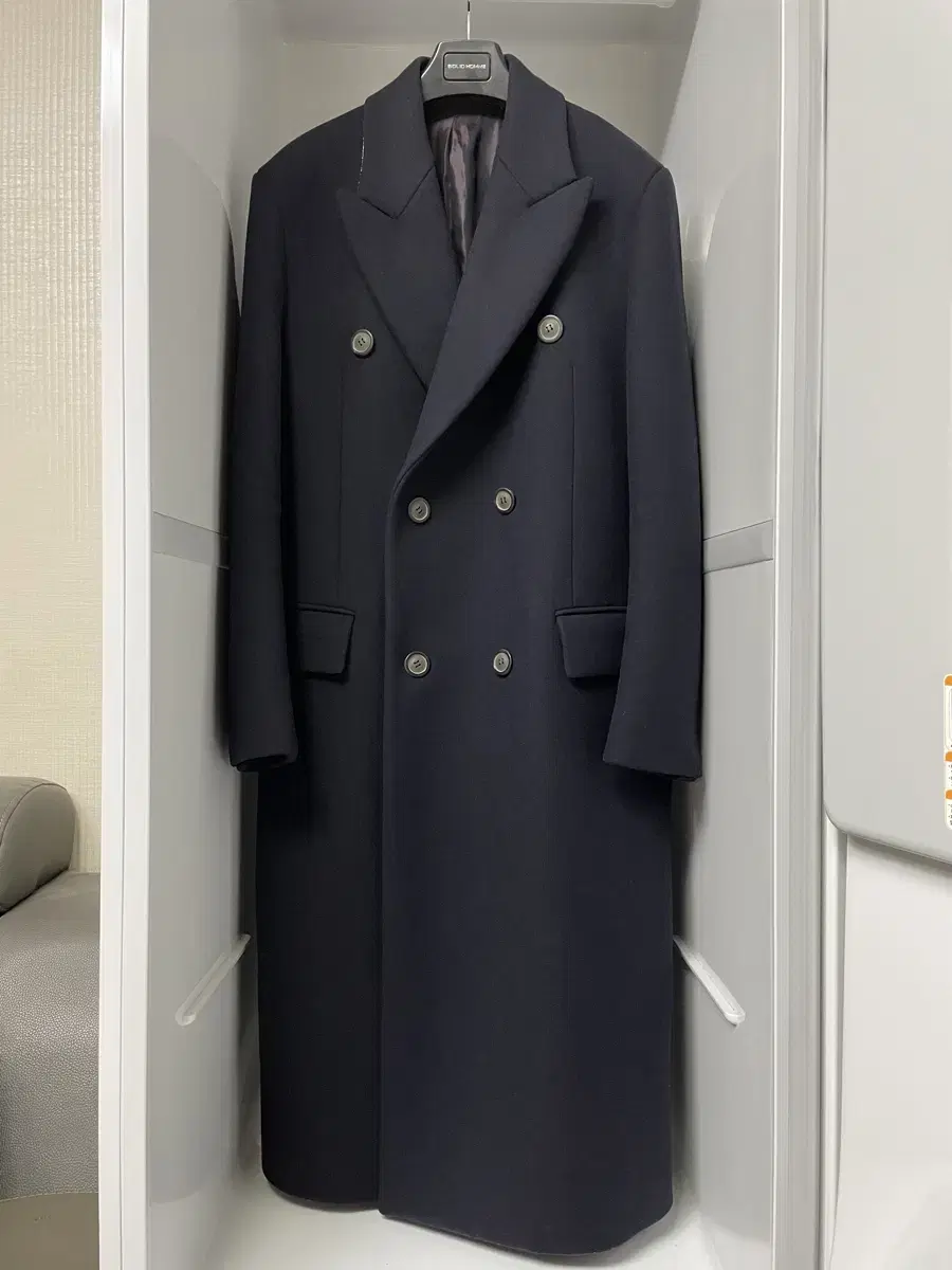 Solid Homme Navy Cashmere Double Coat Size 48