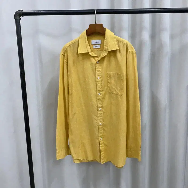 Giorgio Gia Yellow Pocket Slim Fit Linen Shirt 105 A07198