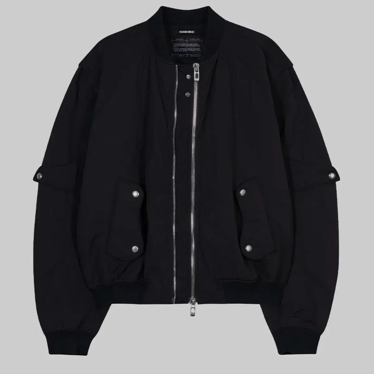 [L] Maison Margiela Lift Flap Shirred MA-1 Bomber Jacket Black