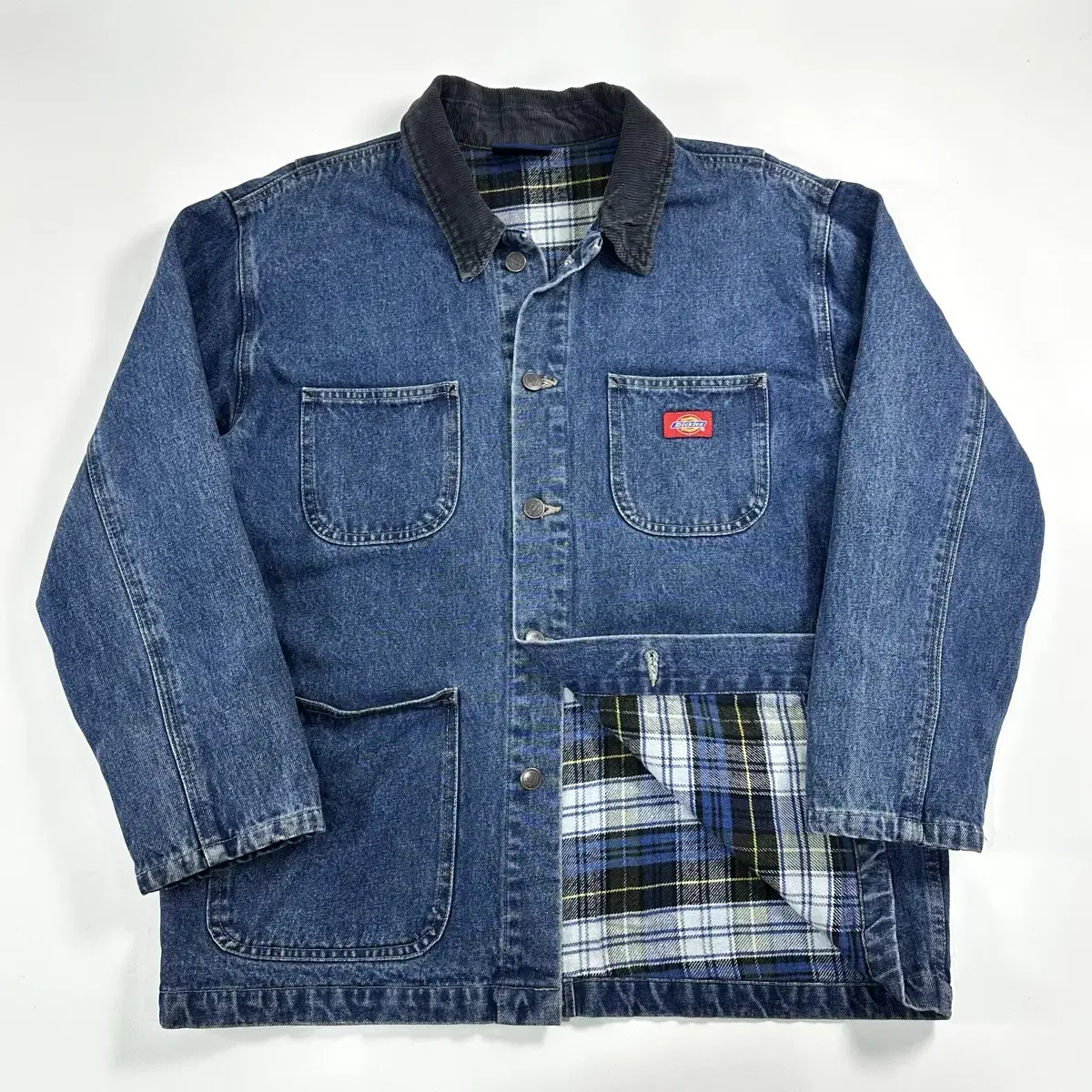 Denim chore jacket lined with Dickies black jacket