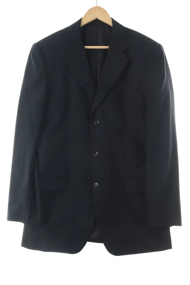 (L) Time Suit Jacket Blazer Black Stripe Loose Fit-1075F