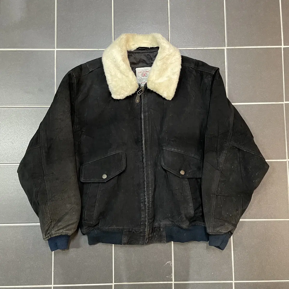 GELEONE Leather and suede bomber jacket