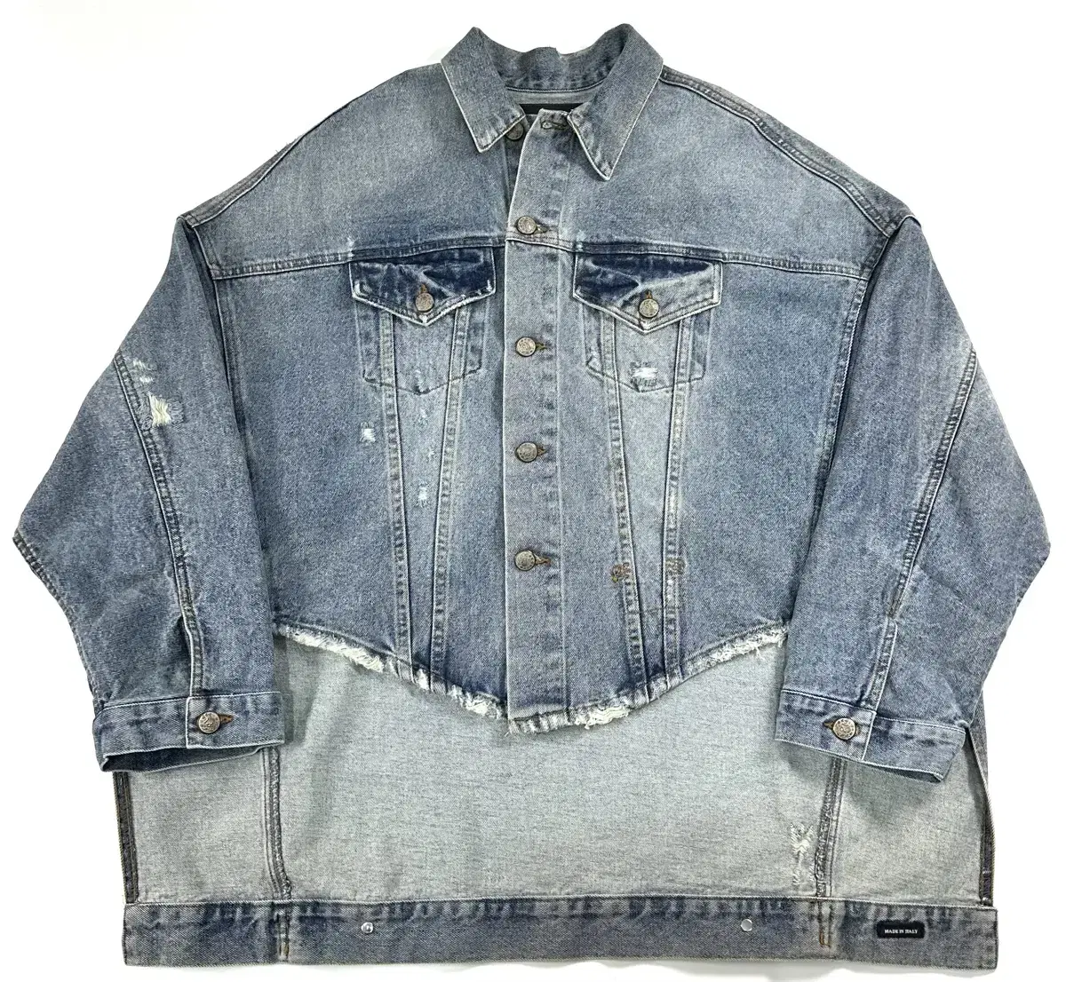 R13 Althalten Distressed Unbalanced Denim Jacket