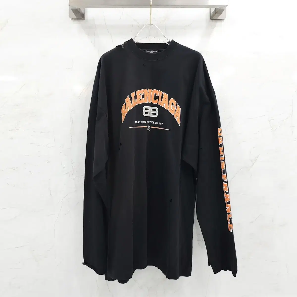 3 / Balenciaga Maison BB logo print over long sleeve T-shirt