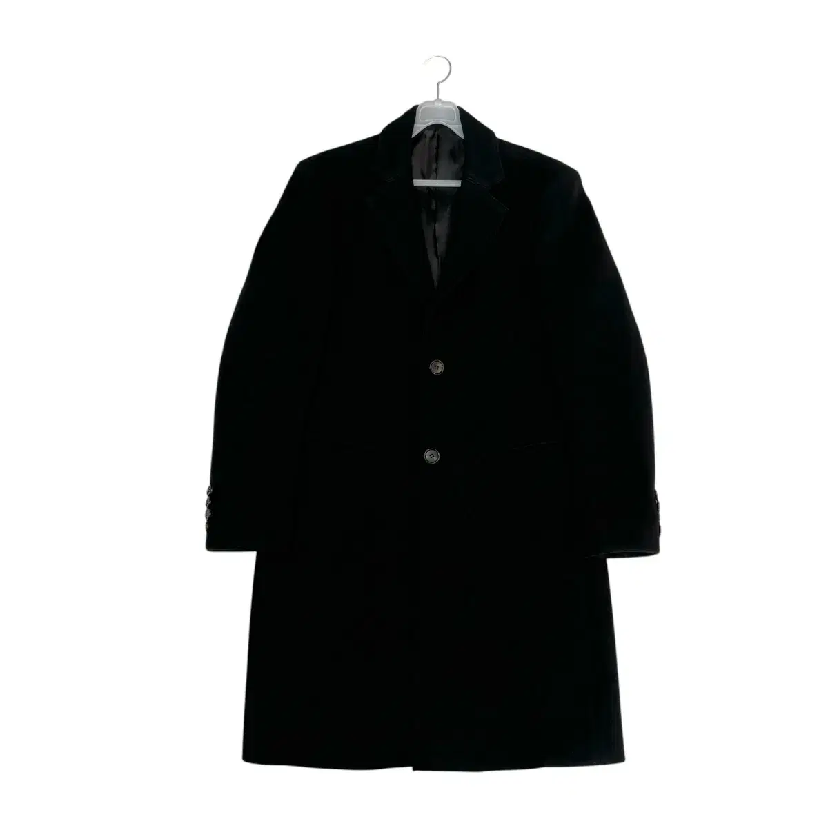 System Hansom Black Single Wool Coat