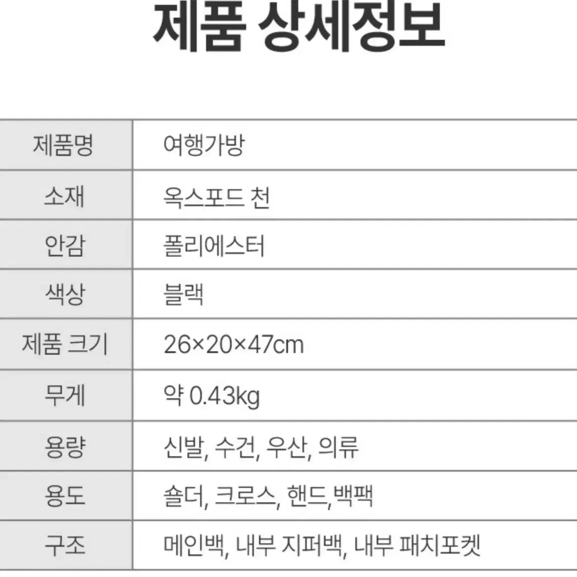 남녀공용여행&헬스용아웃도어 보스턴백:블랙