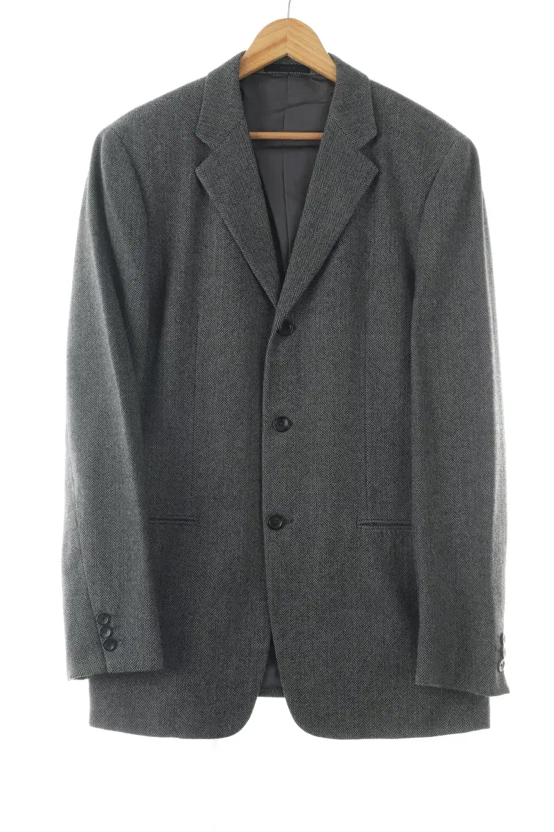 (L) Time Suit Jacket Blazer Gray Wool Old School-106F0