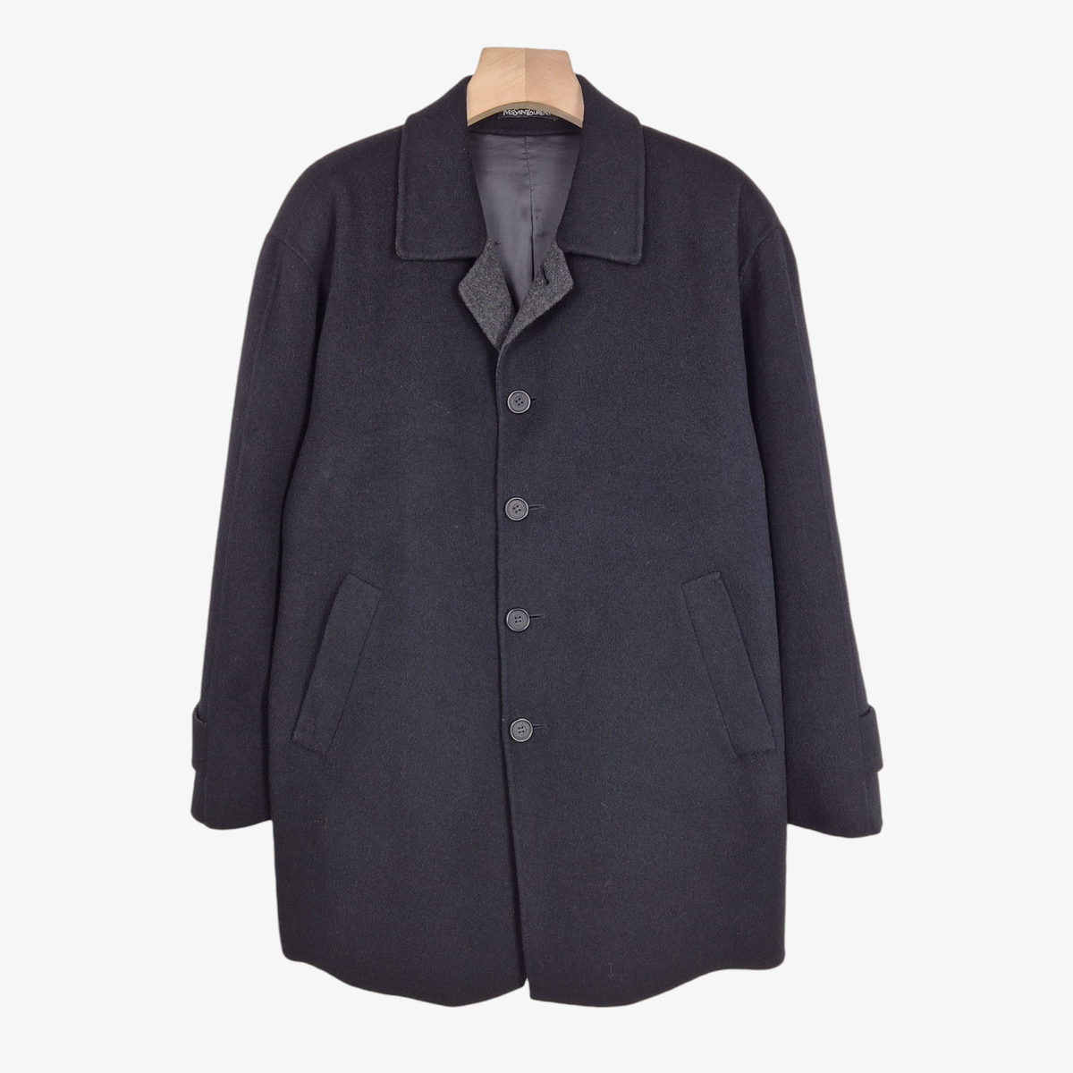 [105-110] YSL Yves Saint Laurent black wool and cashmere coat