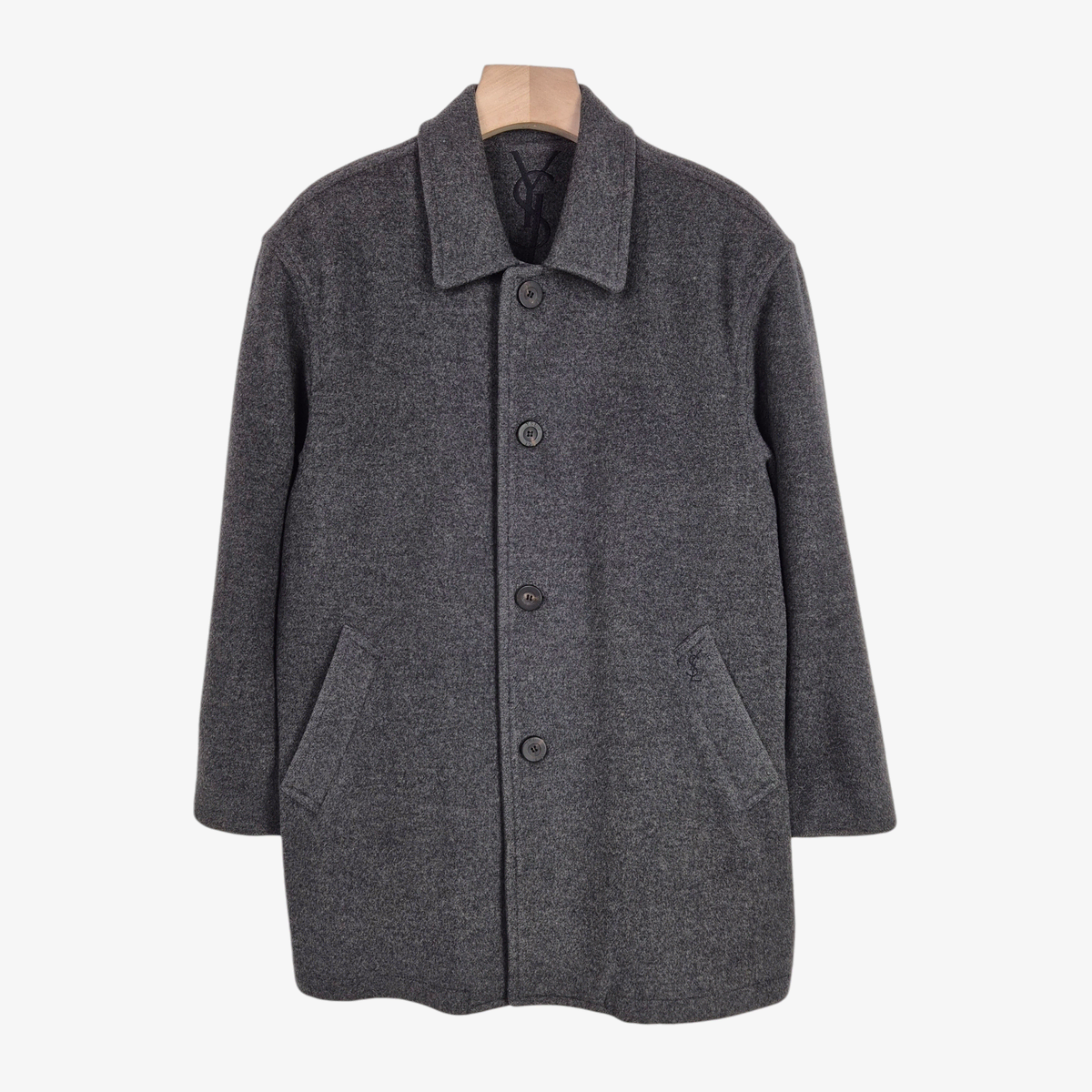 [95-100] YSL Yves Saint Laurent gray wool coat