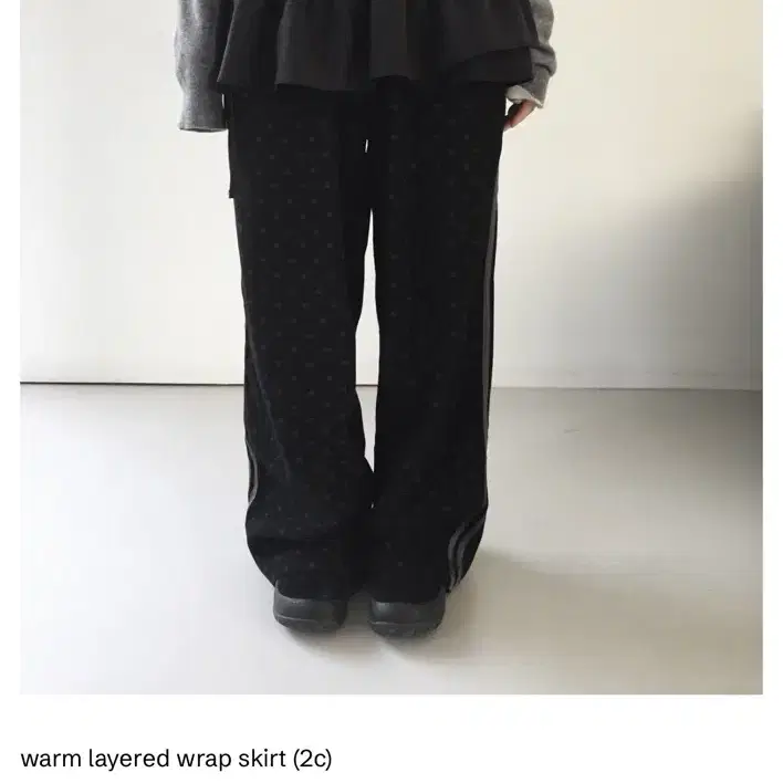 우온 warm layered wrap skirt