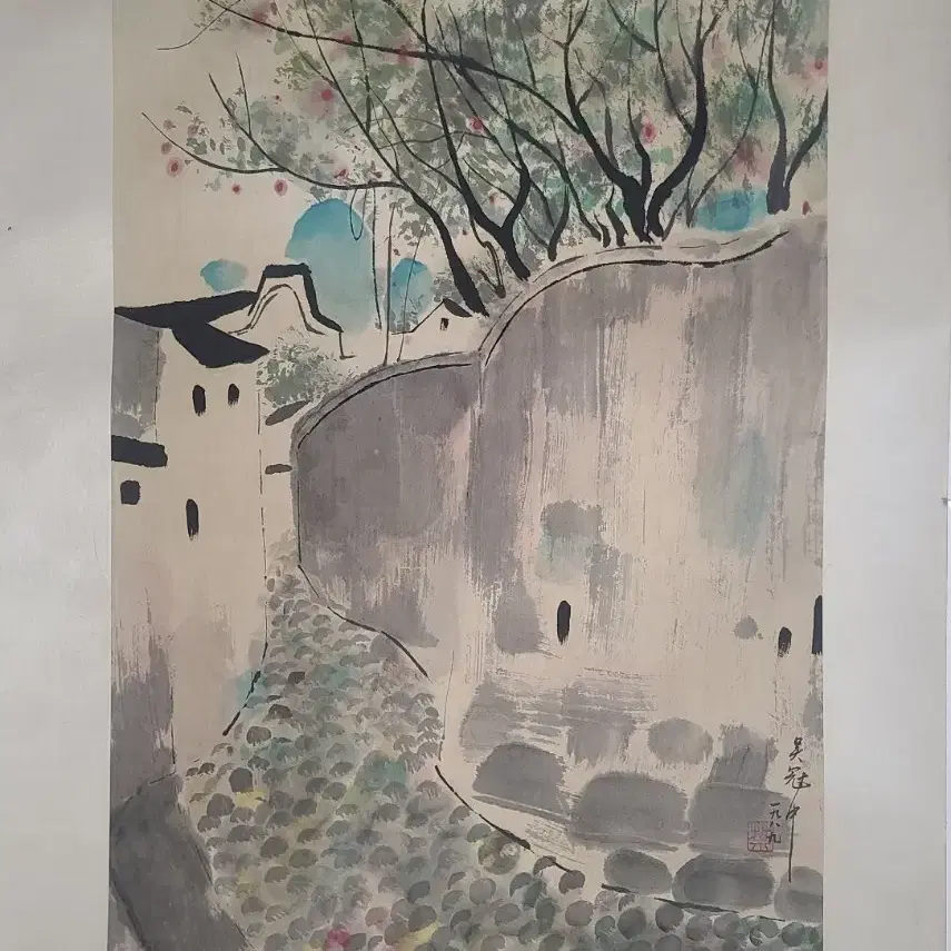 오관중, 호동(골목길)   주장시리즈,  45x68cm, 1989년.