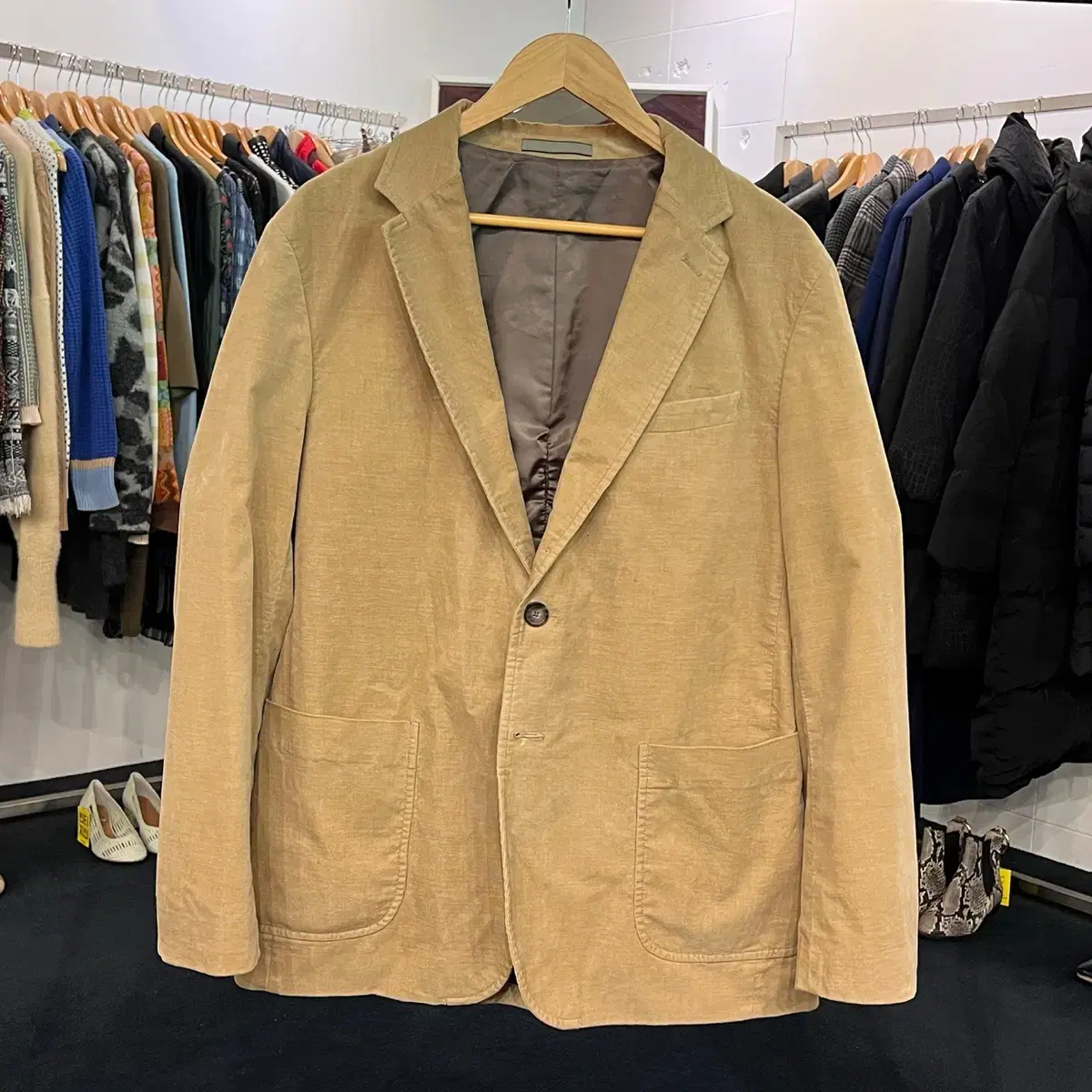 [Taupe] [L] Vinpol Cotton 2B Blazer Jacket