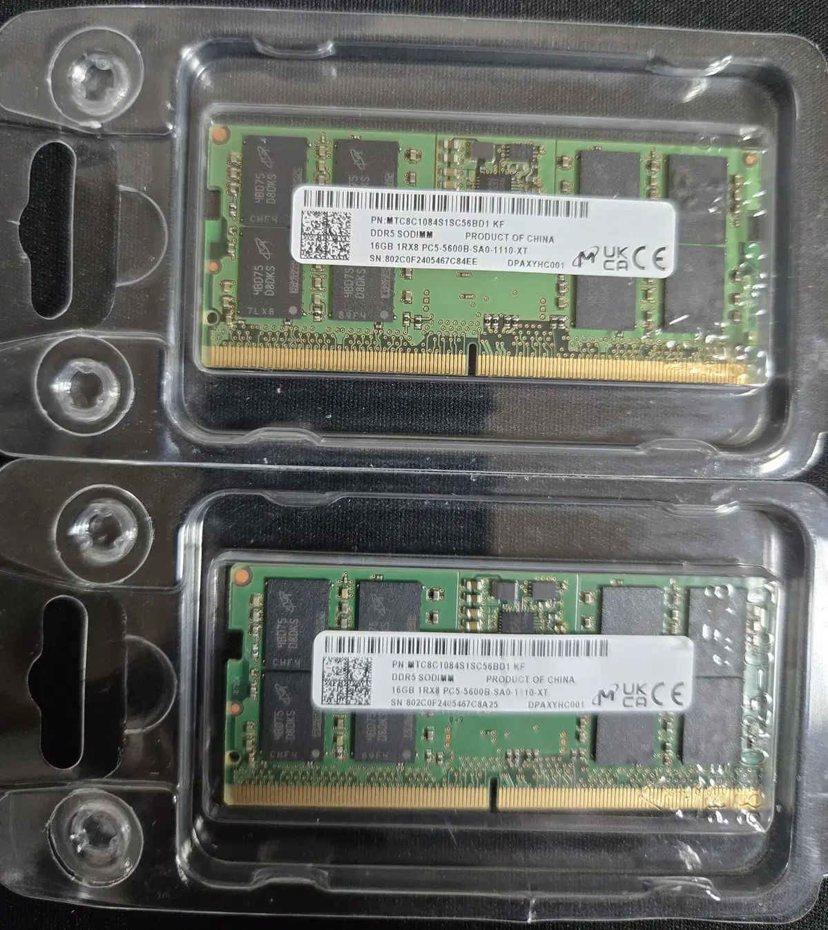 Micron 16G 1RX8 PC5 5600 DDR5 노트북메모리 총32