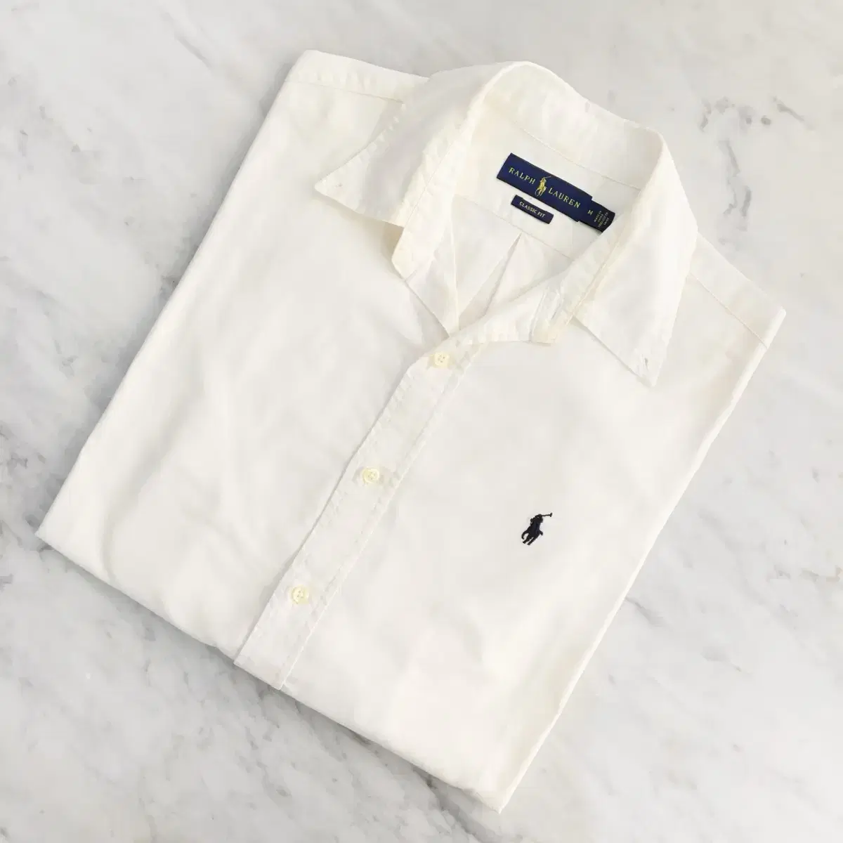 Polo Ralph Lauren White Long-Sleeved Oxford Shirt Men's Size 110