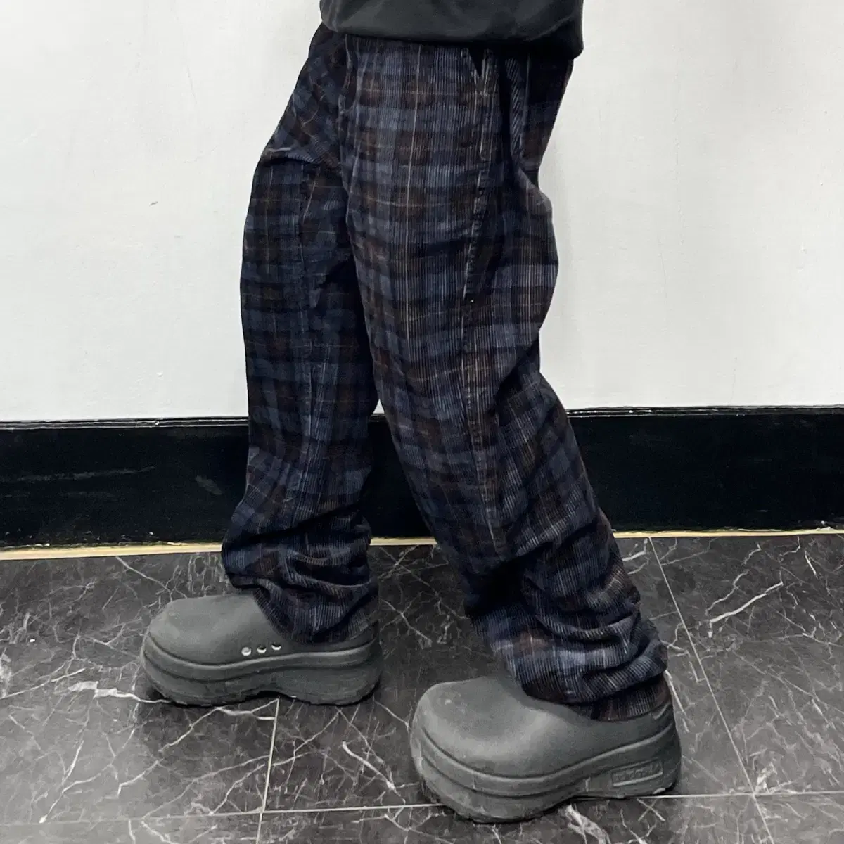 Calhart WIP Tartan Check Corduroy Minimalist Pants