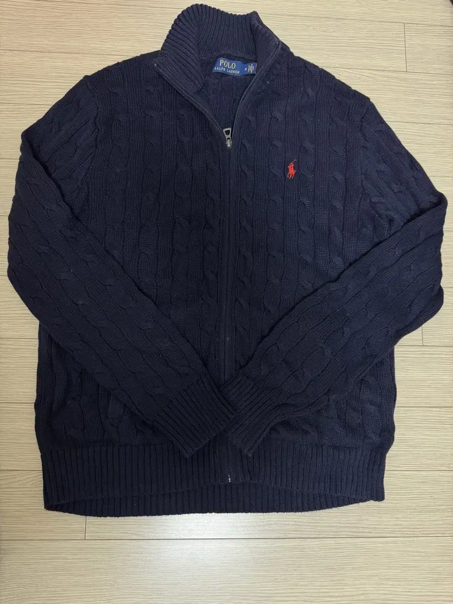 Polo Pretzel Knit Zip-up Navy M