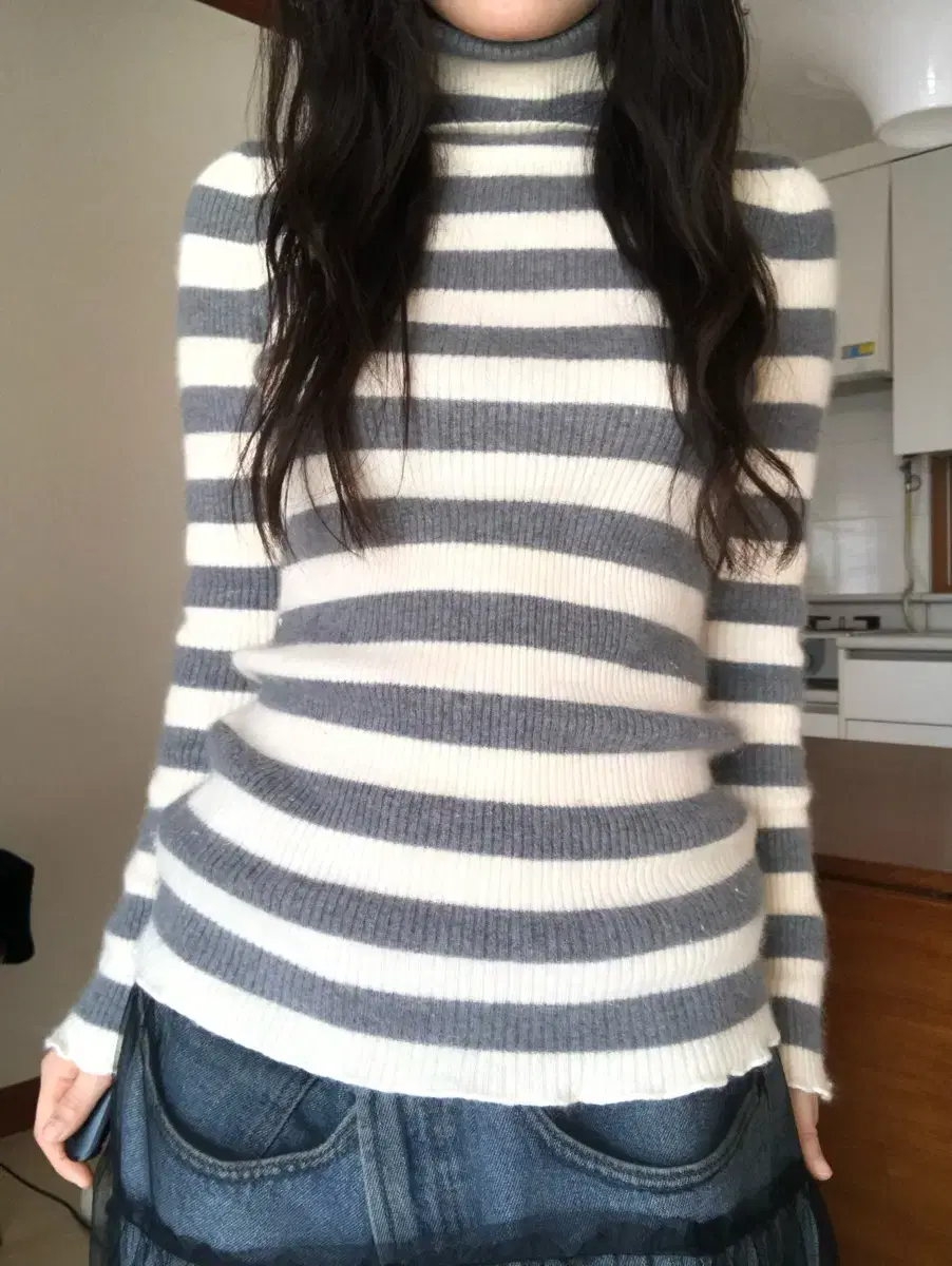 vintage angora stripe turtleneck t-shirt