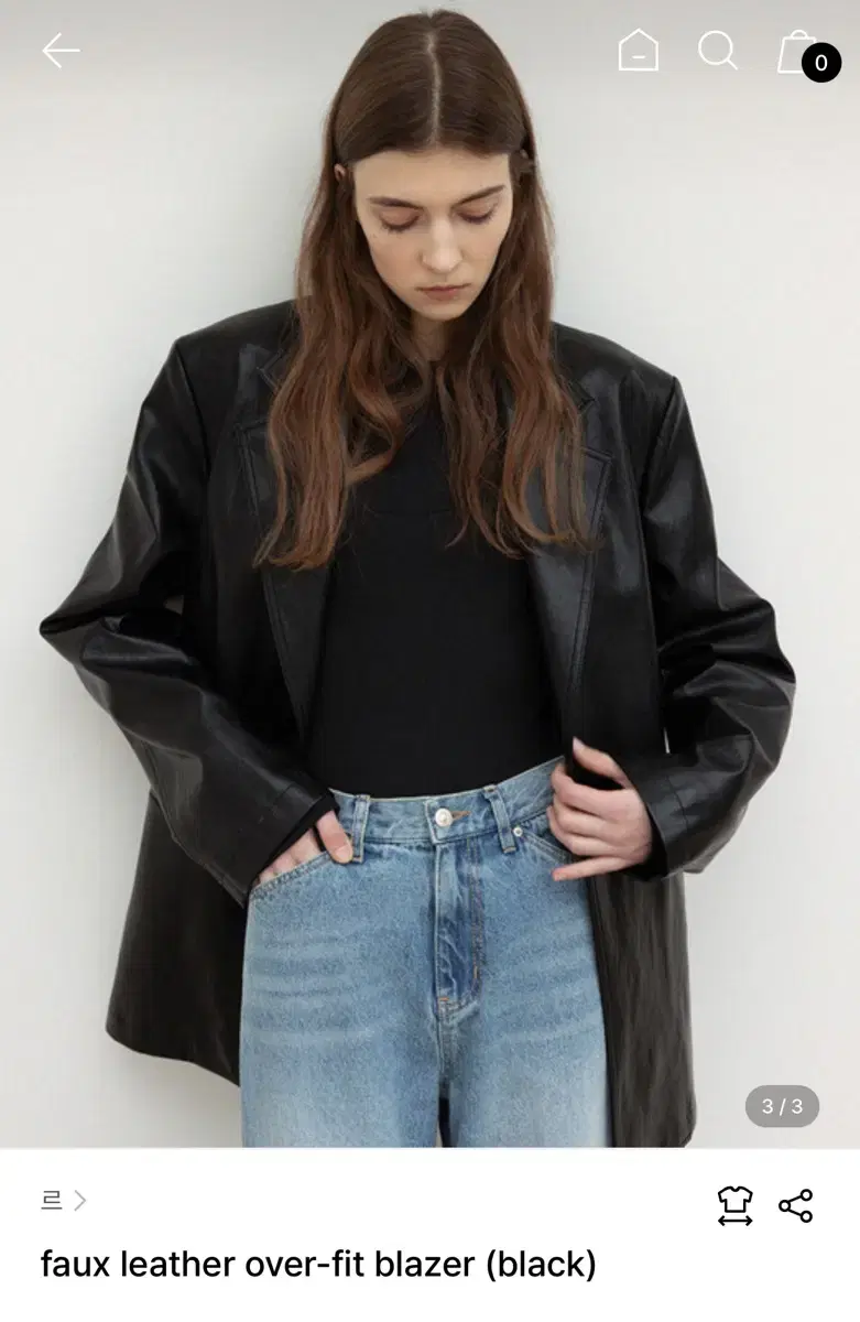 르 faux leather over-fit blazer  레더자켓