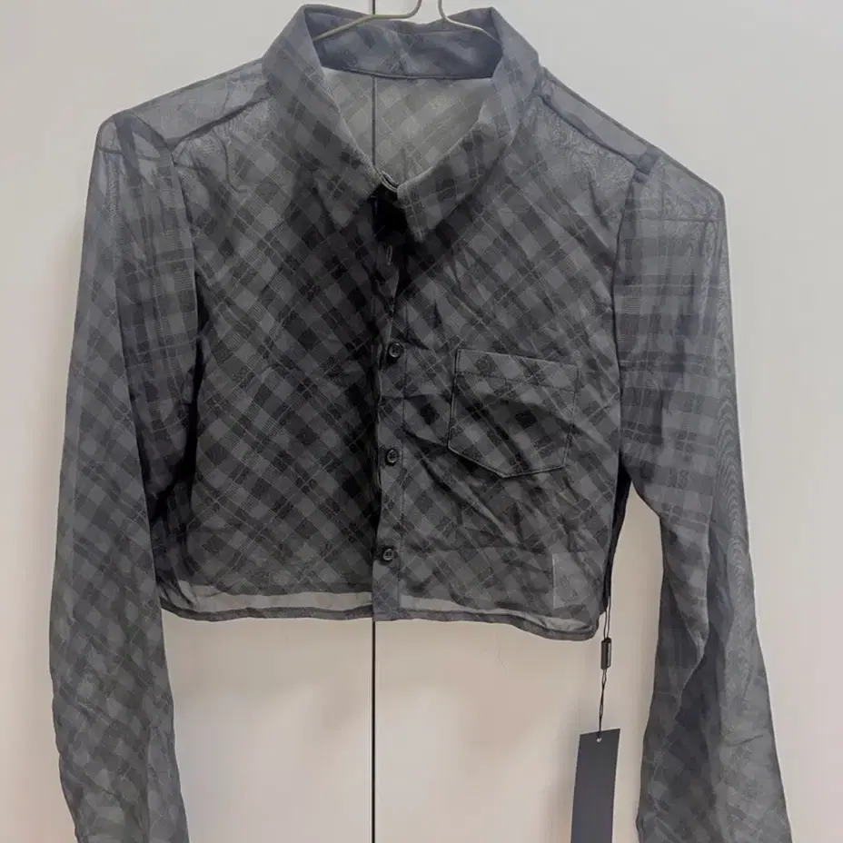 쓰리타임즈 check pocket blouse (bk)