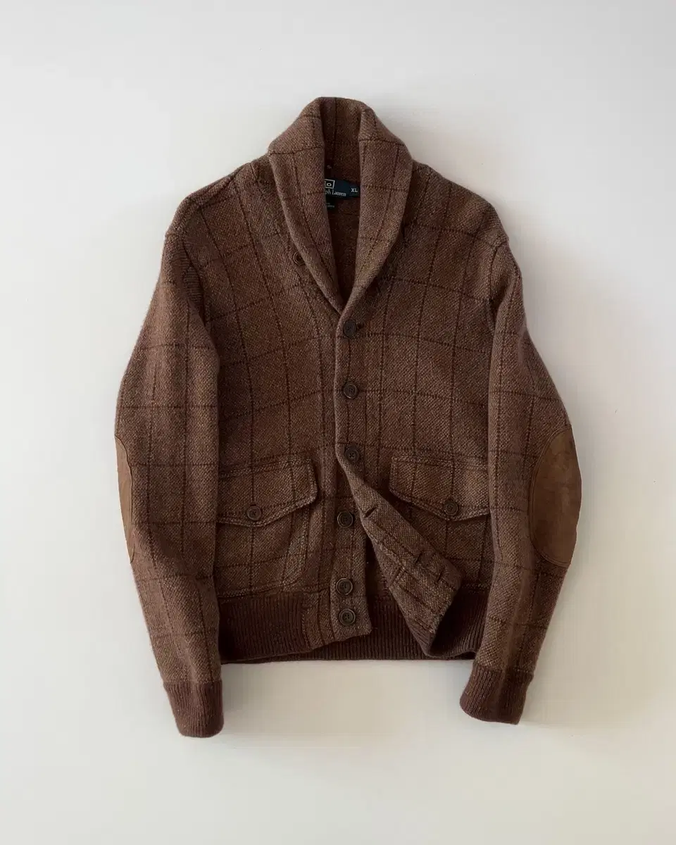 Polo Ralph Lauren Check Heavy Wool Shawl Kara Cardigan