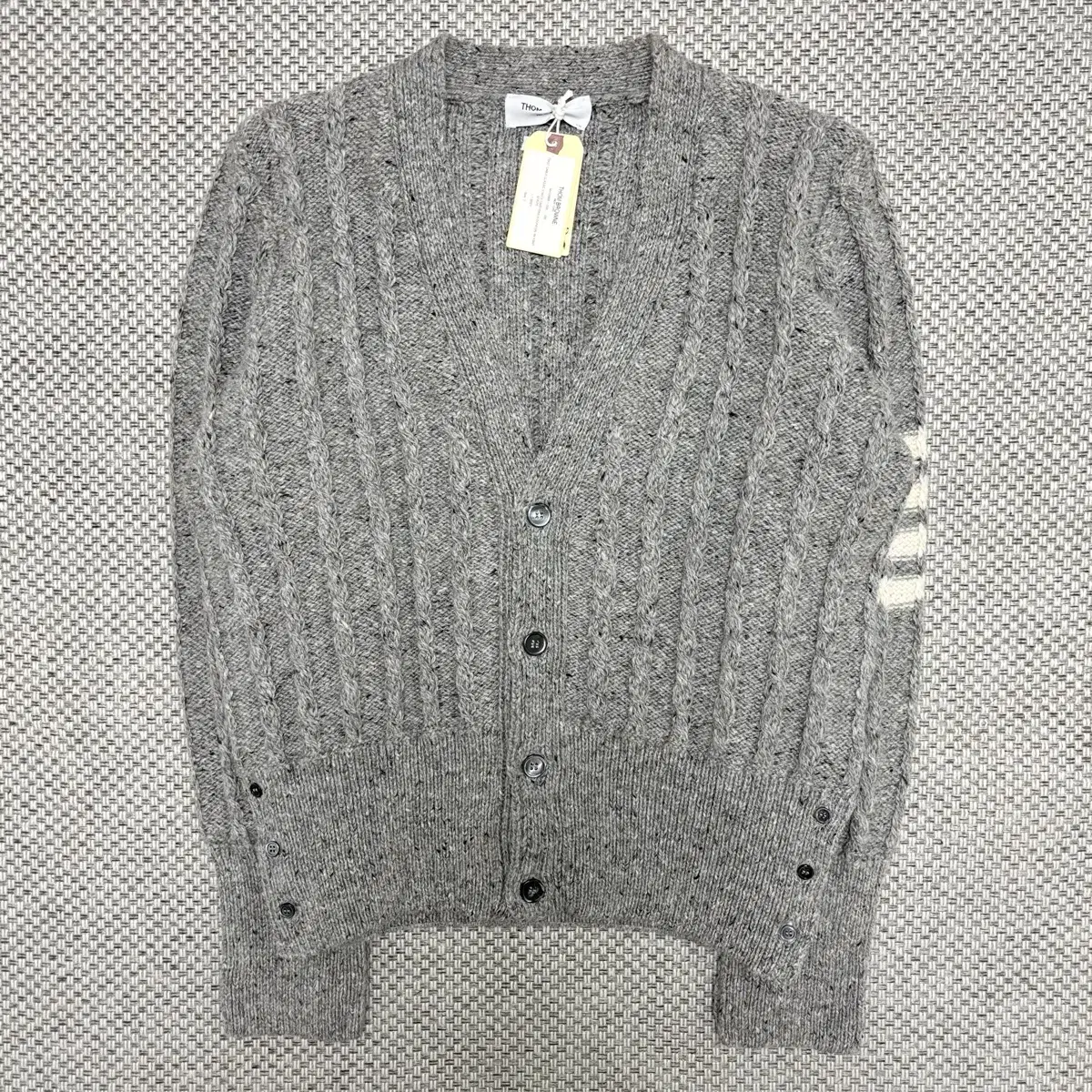 [3]Thom Browne Diagonal Full-Length Cable Cardigan