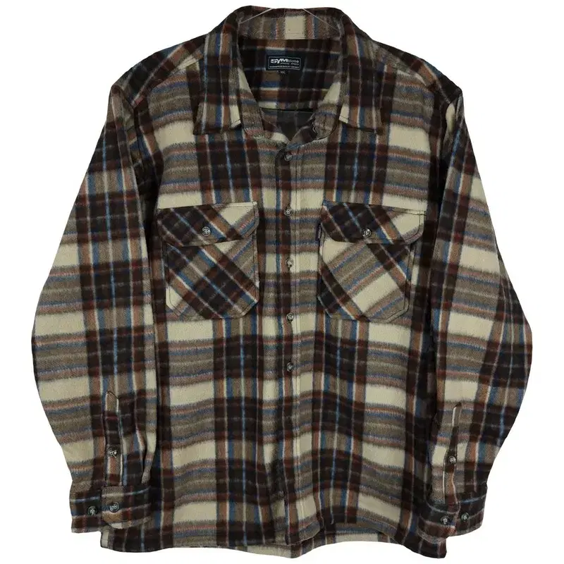 Man Won Shop Vintage Faux Wool Check Shirt M04868