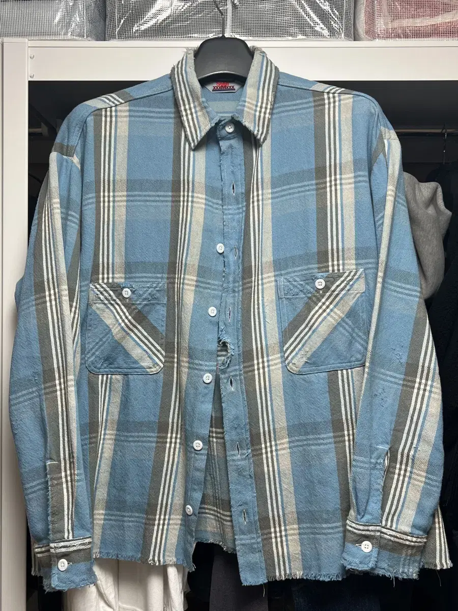 [M]Saint Michael 23SS Flannel shirt Bloo