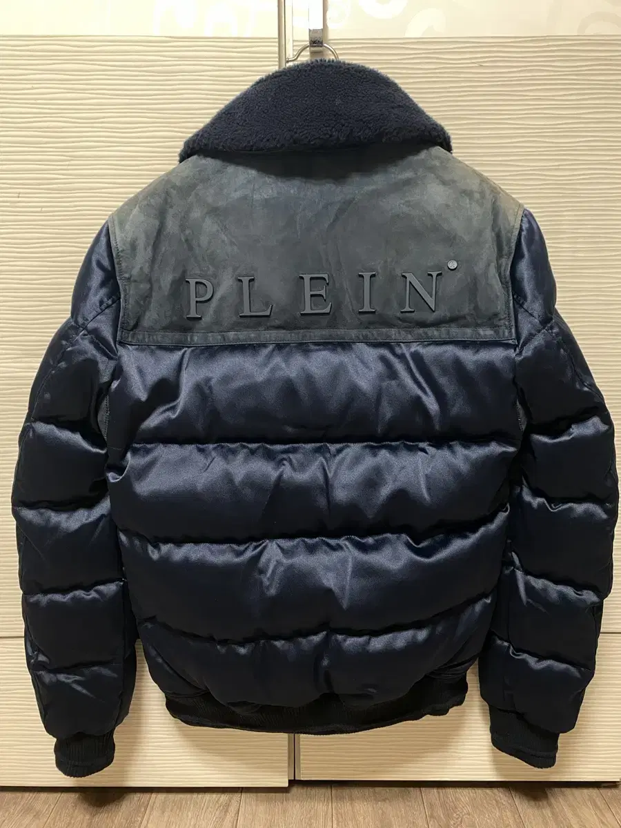 [Genuine] Philip Plein Navy Men's Shearling kara Colorblocked Bomber Padding