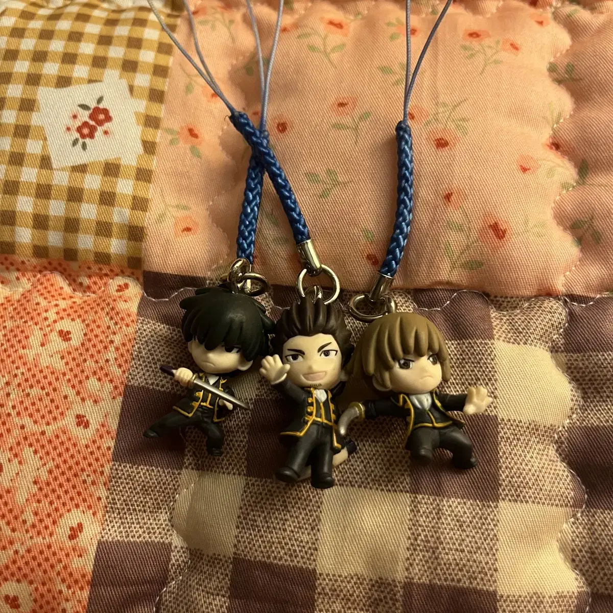 Gintama Jin Sunjo Hijikata Okita Sogo Kondo Figure keyring Strap Set