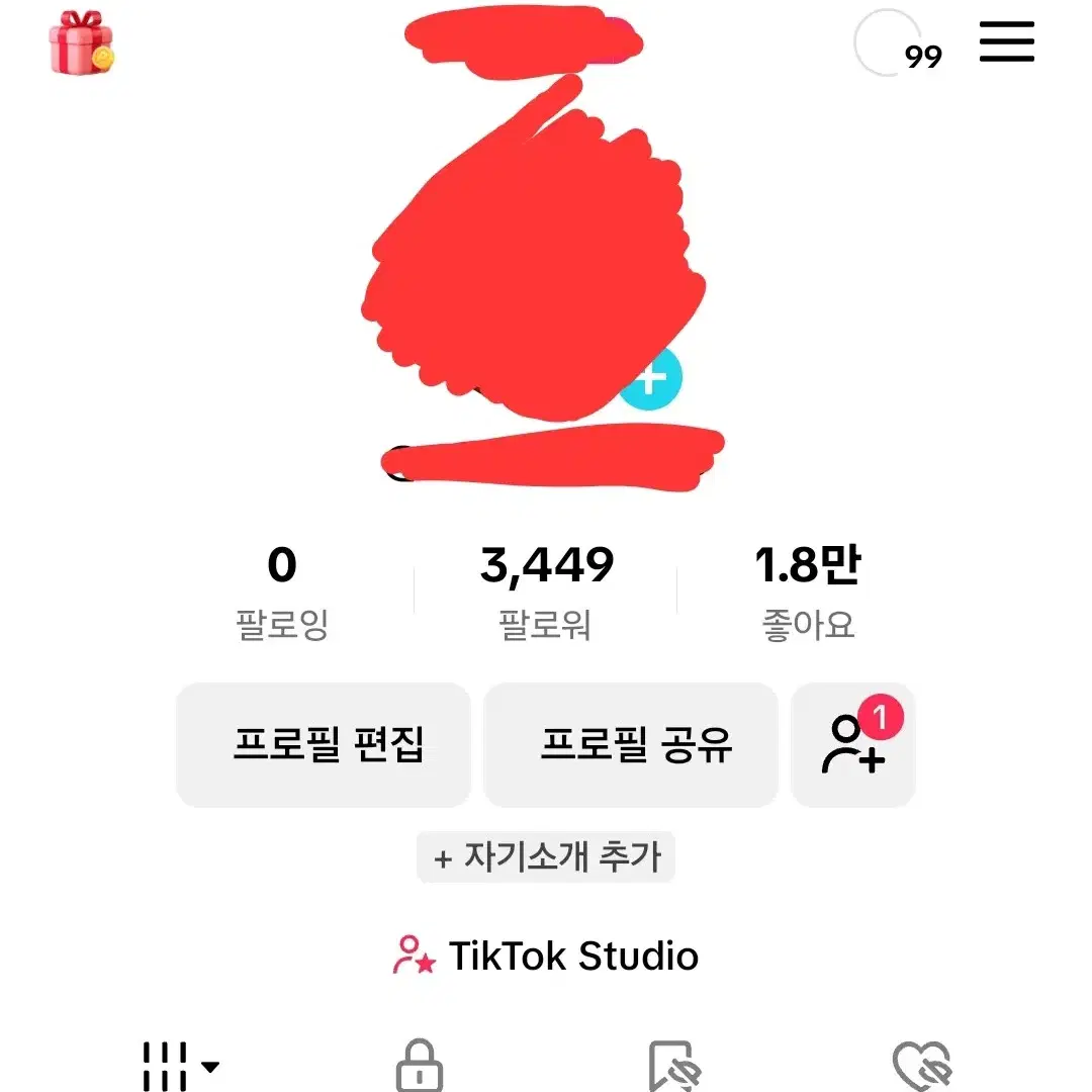 틱톡계정 팔로워 3400명