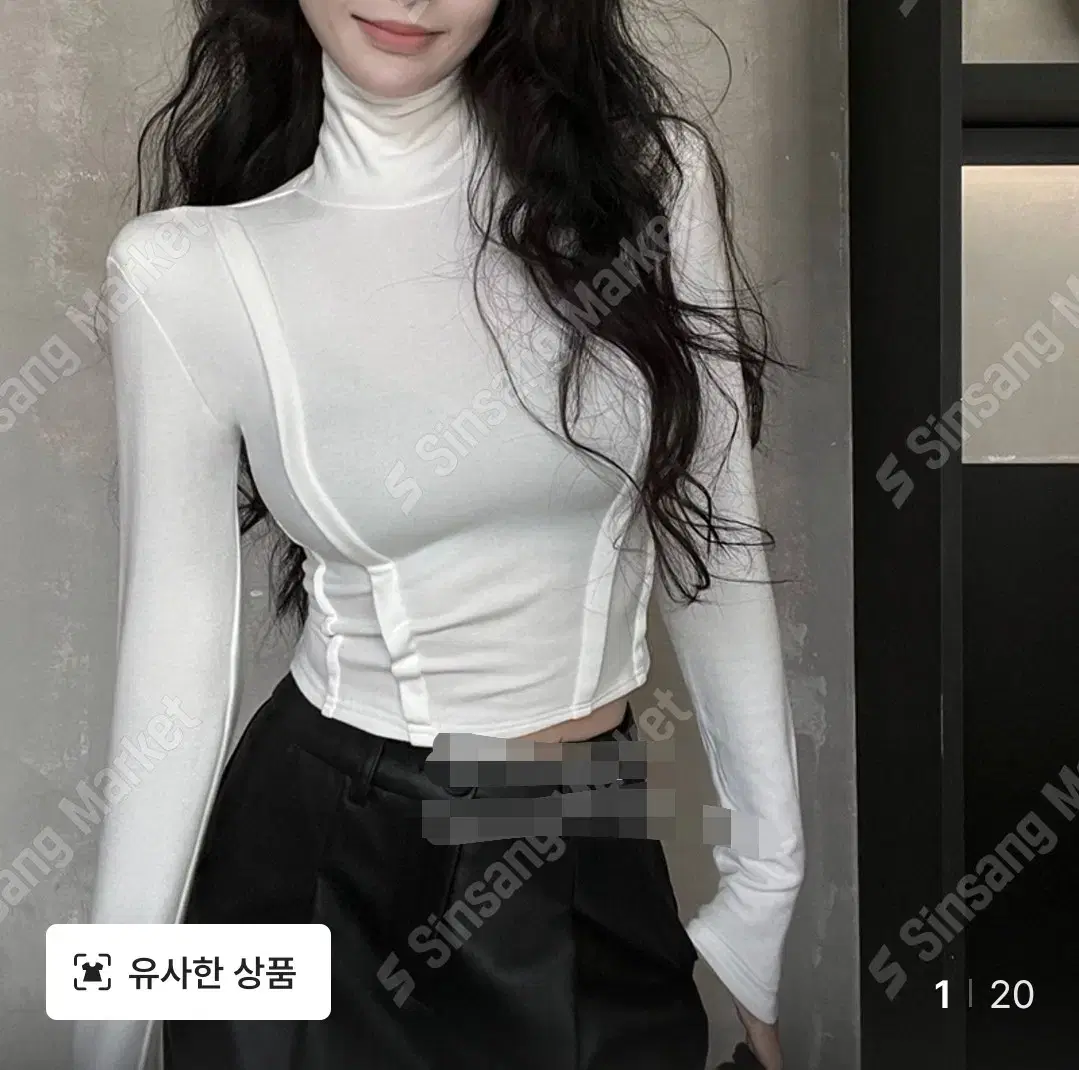 *할인* 기모 터틀 핀턱 크롭 티