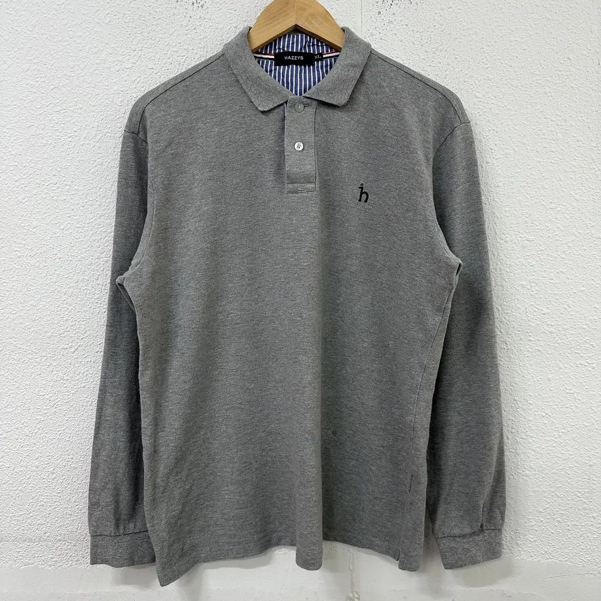 [XL] Hedges Men's PK Polo kara Long Sleeve T-Shirt Gray 0823