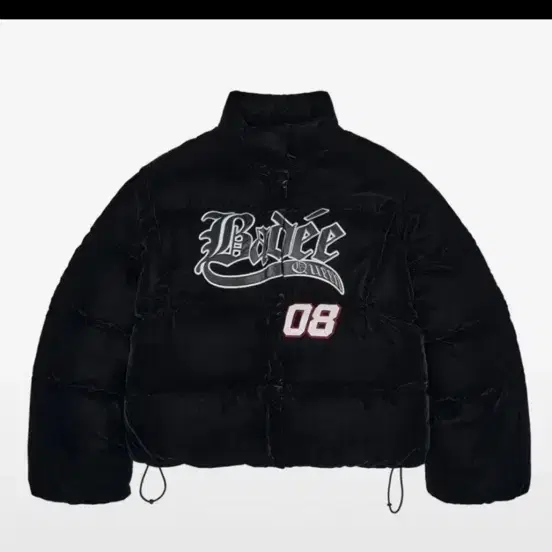 배디 패딩 L  Velour Varsity Jacket Black