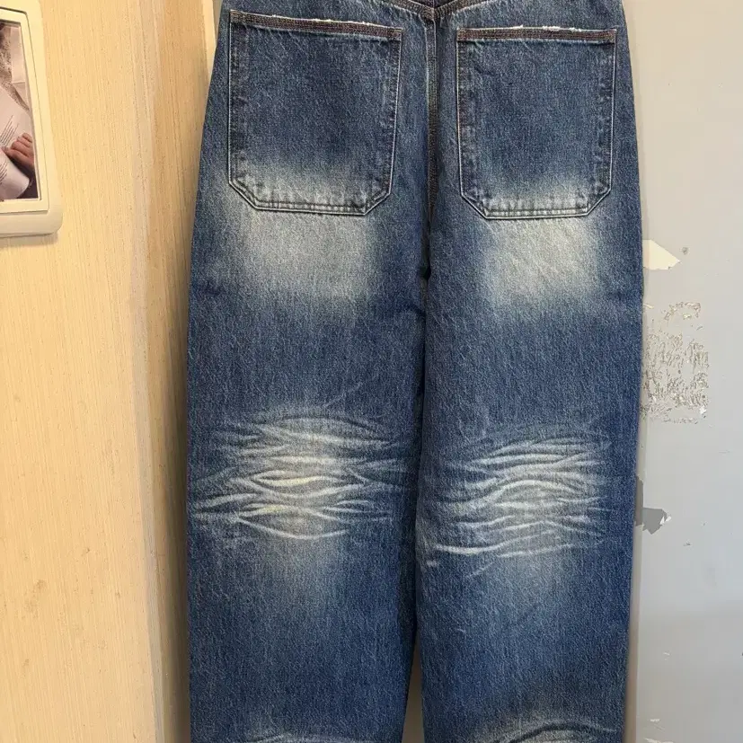 STU Embo Wide Denim Pants Mid Blue 팝니다