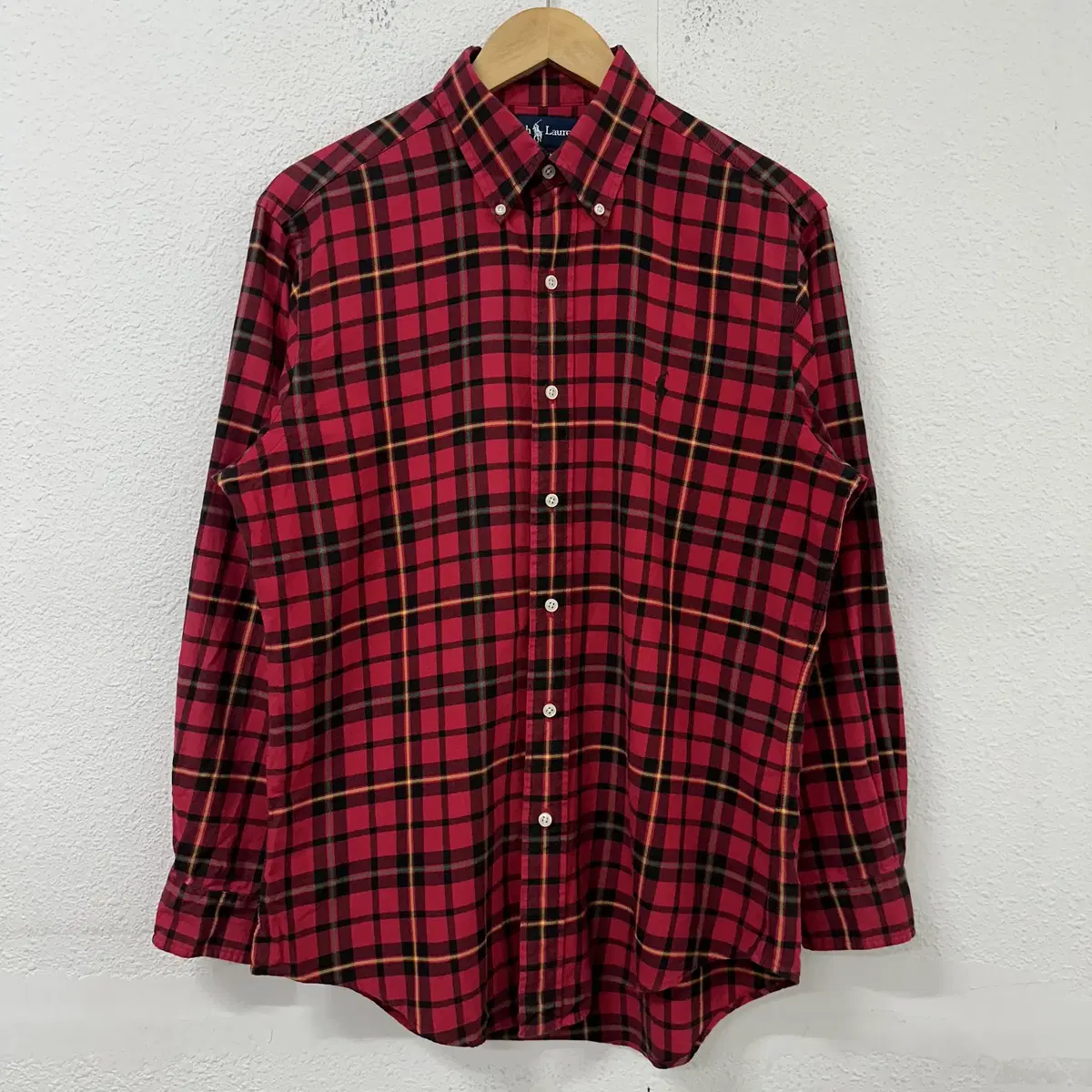 [M] Polo Ralph Lauren Classic fit red flannel tartan check shirt Southern 0825