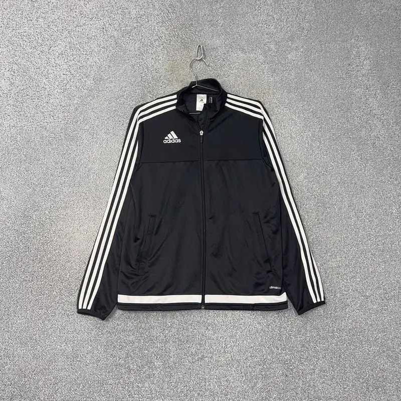 Adidas Black Black and White Logo Three-Wire Tracktop Zip Up Jersey 100