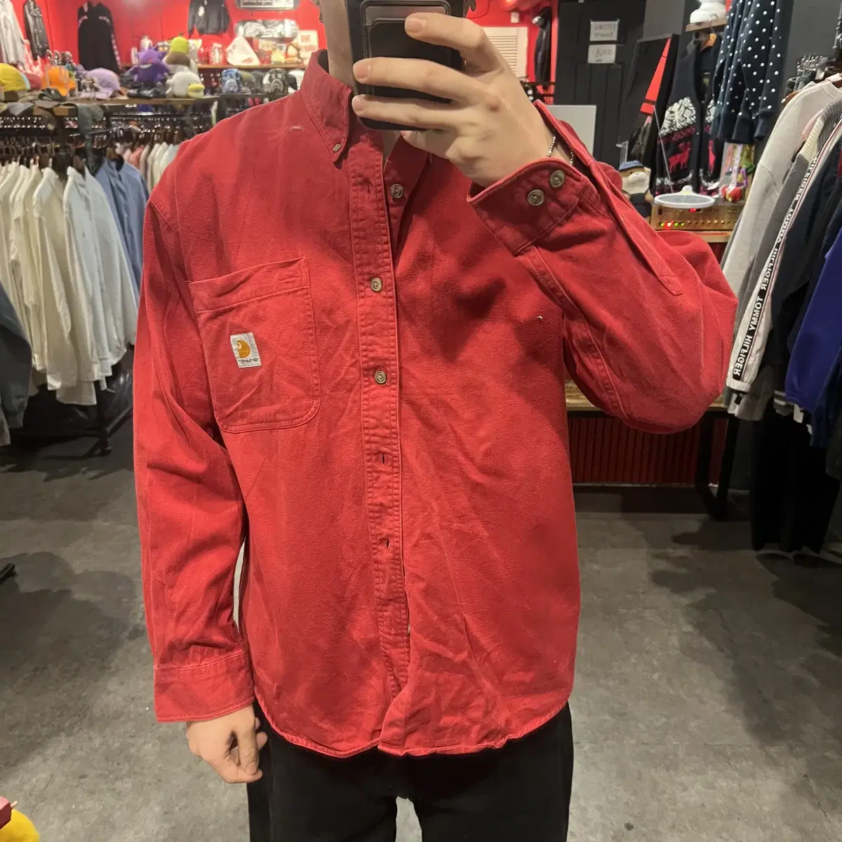 (end410) CARHARTT Carhartt Vintage Two-Pocket Long Sleeve Shirt Red